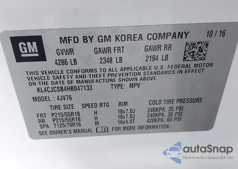 2017 Buick Encore Essence from USA, damaged, VIN KL4CJCSB4HB047133